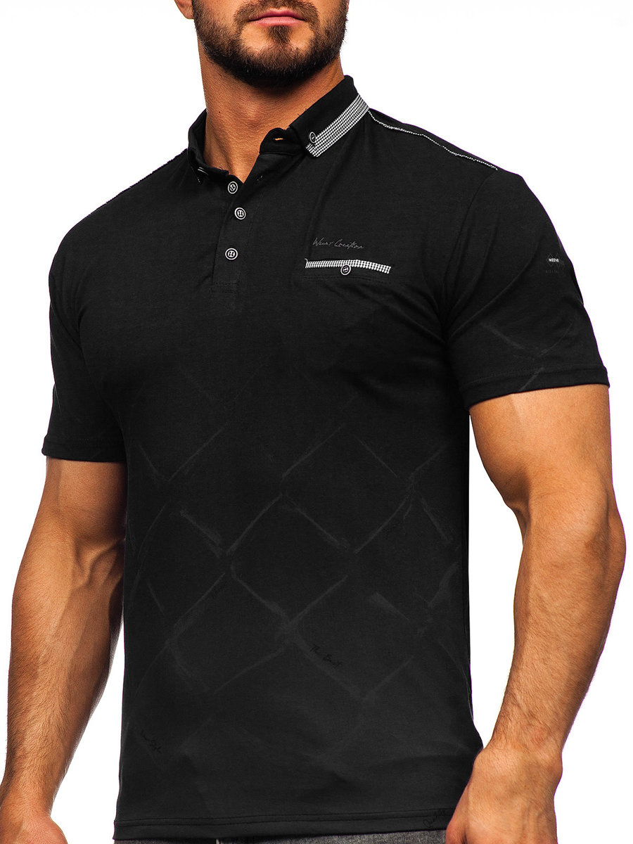 Camiseta Polo De Manga Corta Para Hombre Negro Bolf Negro