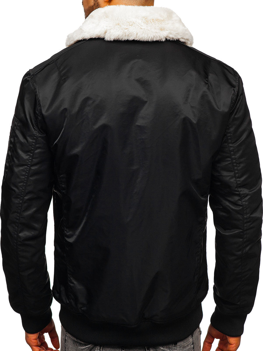 Chaqueta De Invierno Aviador Para Hombre Negra Bolf Negro