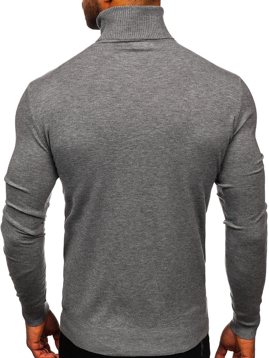 Jersey De Cuello Alto Sin Estampado Para Hombre Gris Bolf YY02 GRIS