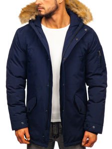 Chaqueta De Invierno Parka Para Hombre Azul Oscuro Bolf Azul Oscuro