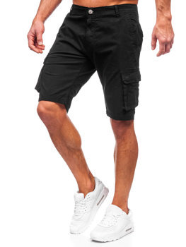 Pantalón corto de tela cargo para hombre negro Bolf J707