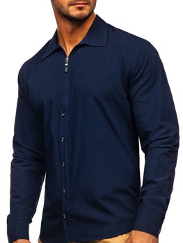 Camisa con mangas largas azul oscuro para hombre Bolf 20702