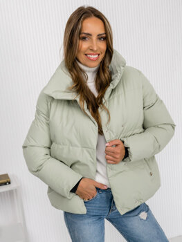 Chaqueta acolchada de invierno sin capucha para mujer verde Bolf 23062