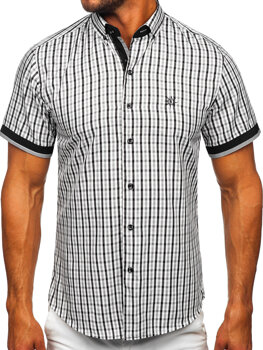 Camisa a cuadros de manga corta para hombre negro Bolf 4510