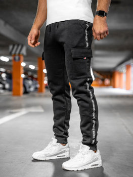 Pantalón grueso de combate joggers de chándal para hombre negro Bolf JX8715A