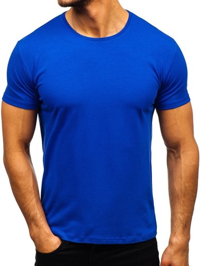 Camiseta De Manga Corta Sin Estampado Para Hombre Azul Bolf 9001 1 Azul 