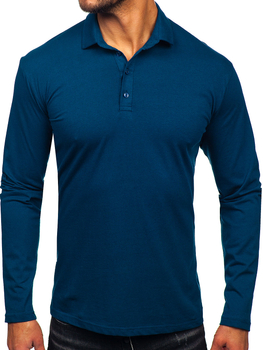 Camiseta polo de algodón de manga larga para hombre azul oscuro Bolf 5119