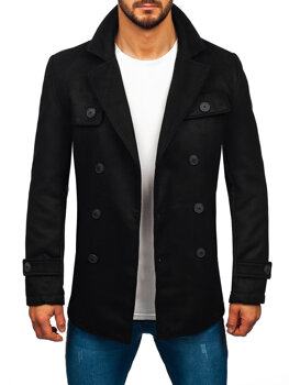 Abrigo de invierno con doble botonadura para hombre negro Bolf M3142A1