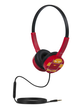 Auriculares con cable y micrófono de Iron Man para niños color rojo W15IM