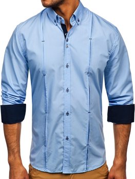 Camisa a manga larga para hombre color azul Bolf 20725