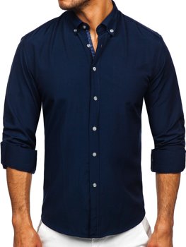 Camisa con manga larga para hombre color azul oscuro Bolf 20716