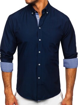 Camisa con manga larga para hombre color azul oscuro Bolf 20719