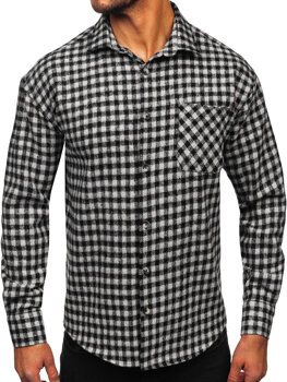 Camisa de franela a cuadros de manga larga para hombre gris Bolf 2025-2