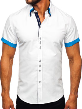 Camisa elegante de manga corta para hombre blanca Bolf 2926