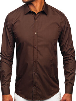 Camisa elegante de manga larga para hombre Marrón Bolf 1703