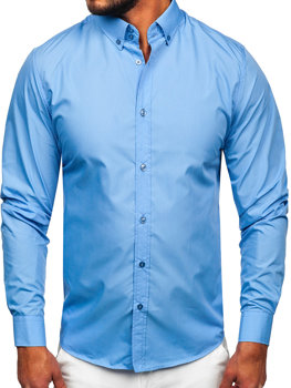 Camisa elegante de manga larga para hombre azul Bolf 5821-1