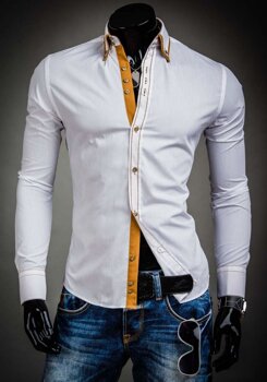 Camisa elegante de manga larga para hombre blanca Bolf 3703A