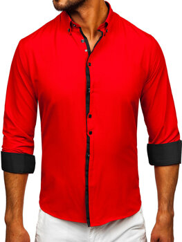 Camisa elegante de manga larga para hombre rojo Bolf 24701