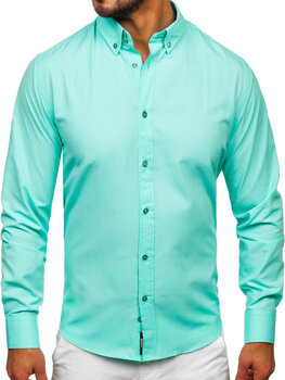 Camisa elegante de manga larga para hombre verde claro Bolf 5821-1