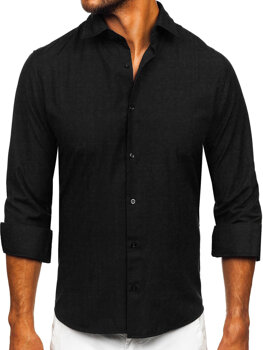 Camisa elegante para hombre de manga larga negra Bolf 24740