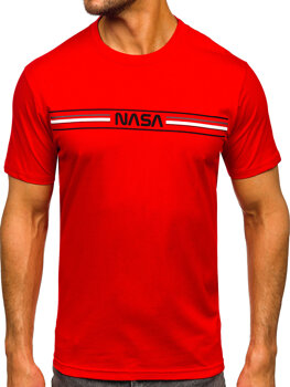 Camiseta algodón de manga corta con impresión para hombre rojo Bolf 5052