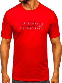 Camiseta de hombre de algodón con estampado rojo Bolf 5032