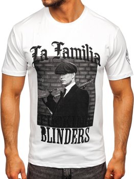 Camiseta de manga corta con aplicaciones para hombre blanco Bolf 21004