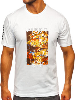 Camiseta de manga corta con aplicaciones para hombre blanco Bolf 2611-1