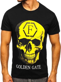 Camiseta de manga corta con estampado para hombre negro Bolf KS2106