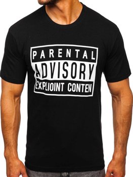 Camiseta de manga corta con estampado para hombre negro Bolf T003