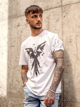 Camiseta de manga corta con impresión para hombre blanco Bolf 300A