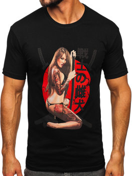 Camiseta de manga corta sin impresión para hombre negro Bolf 192377