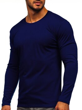 Camiseta de manga larga sin estampado para hombre azul oscuro Bolf 2088L