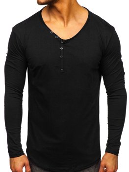 Camiseta de manga larga sin impresión para hombre para hombre negro Bolf 5059