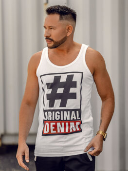 Camiseta de tirantes anchos con impresión blanco Bolf 14834A