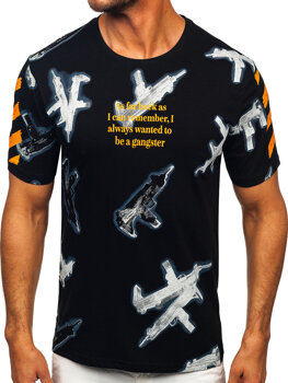 Camiseta estampada de algodón para hombre Negro Bolf MPO3471