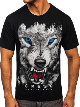 Camiseta estampada de algodón para hombre color negro Bolf 14801