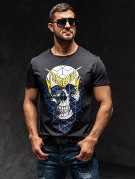 Camiseta estampada para hombre color negro Bolf Y70002