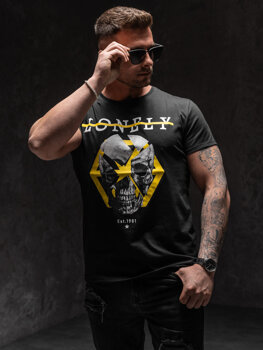 Camiseta estampada para hombre color negro Bolf Y70011