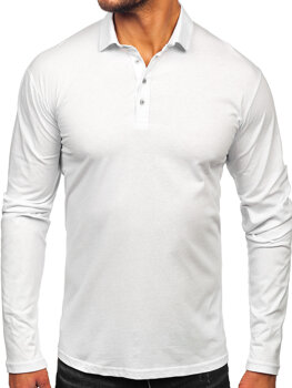 Camiseta polo de algodón de manga larga para hombre blanco Bolf 5119