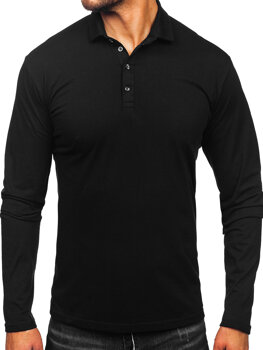 Camiseta polo de algodón de manga larga para hombre negro Bolf 5119