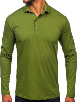 Camiseta polo de algodón de manga larga para hombre verde Bolf 5119