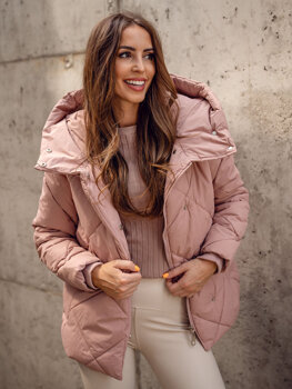 Chaqueta acolchada de invierno con capucha para mujer rosa Bolf 5M3175A