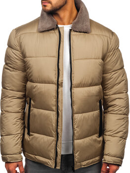 Chaqueta acolchada de invierno con pelo para hombre beige Bolf 31M5010