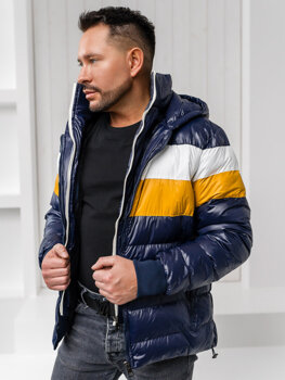 Chaqueta acolchada de invierno para hombre azul oscuro Bolf 6592A1