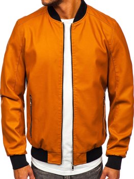 Chaqueta bomber de cuero para hombre negro Bolf 1147A