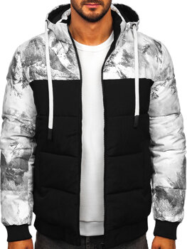 Chaqueta de invierno acolchada para hombre negra con estampado Bolf 31M5029