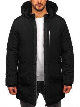 Chaqueta de invierno larga para hombre con capucha Negro Bolf 5M3121