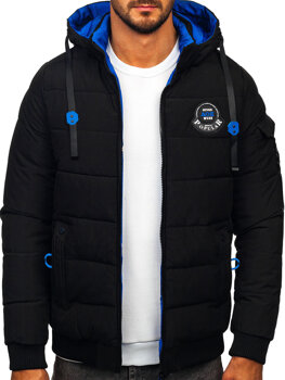 Chaqueta de invierno reversible para hombre negra y azul Bolf SM23-506