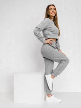 Conjunto de chándal oversize de dos piezas para mujer gris Bolf 8C78